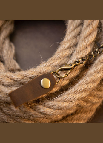 Кожаное портмоне мужское с цепочкой матовое 20439 Коричневое Vintage (306881991)