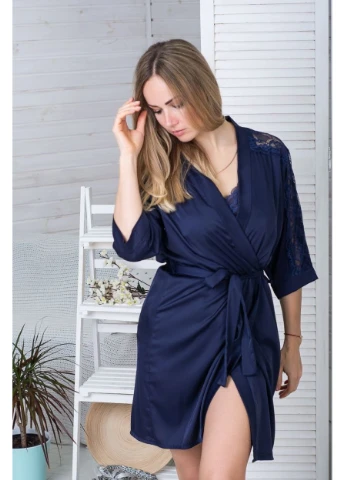 Жіночий шовковий халат з мереживом (mia1321) MiaNaGreen (398472685)