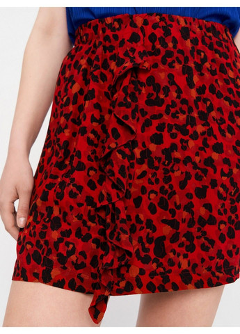 Красная с анималистичным узором юбка Dex