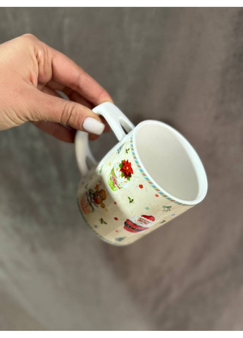 Набір чашок новорічних Bambi керамічні з ложками в подарунковій коробці 2 шт 280 мл R36252 Home (363319938)