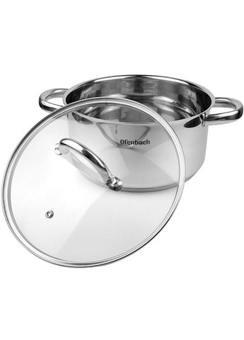 Каструля індукційна Casserole із нержавіючої сталі 4л зі скляною кришкою Ofenbach (372172231)