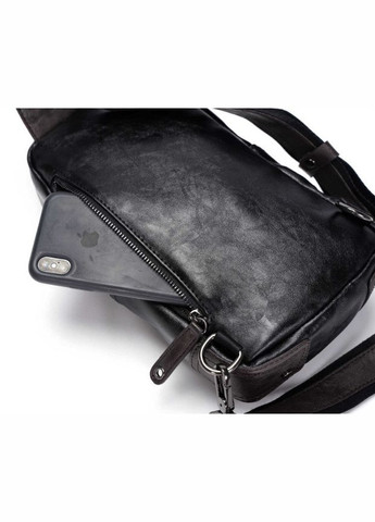 Велика чоловіча бананка сумка на груди екошкіра чорна, сумка-бананка на плече(BRT) Eton (336551858)