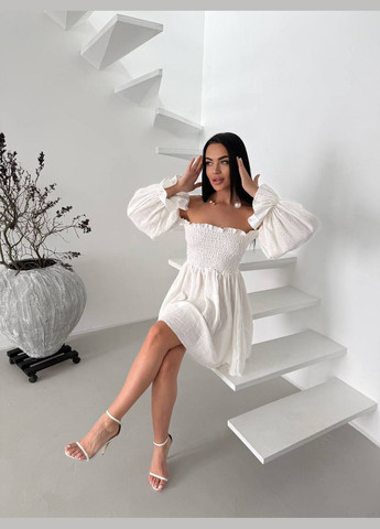 Молочное деловое, повседневный, кэжуал, вечернее женское платье клеш No Brand