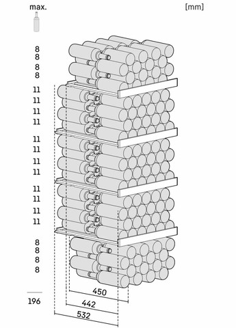Холодильник для вина, 168.4x60х76.3, холод.отд.426л, зон – 1, бут-196, ST, дисплей, черный LIEBHERR