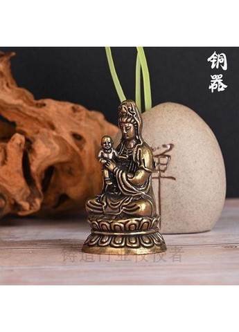 Винтажная настільна прикраса мідна латунна статуетка Будди Гуаньінь дарує дитину No Brand (292260643)
