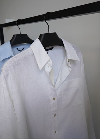 Белая льняная рубашка оверсайз Zara