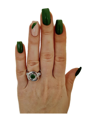 Серебряный комплект украшений с зеленым альпинитом и белым кубическим цирконием – гармония нежности и сияния ✨ Family Jewelry House (356567823)