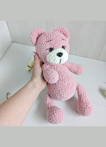 Іграшка в'язана гачком ведмедик плюшевий, 30 см, ручна робота, рожевий, на подарунок Hand Made (339869501)