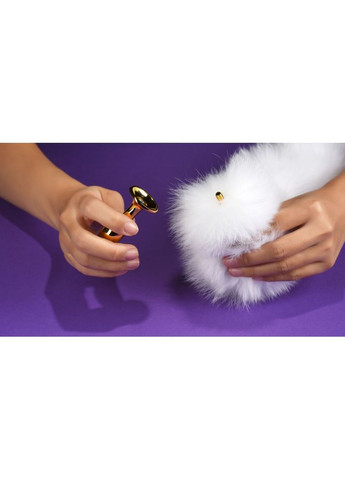 Анальная пробка UPKO с длинным белым хвостом из лисьего меха Zalo (303894517)