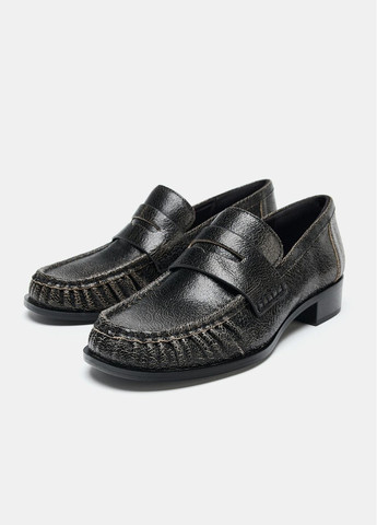 Zara Лоферы серый з натуральная кожа, испания — демисезон (367113428)