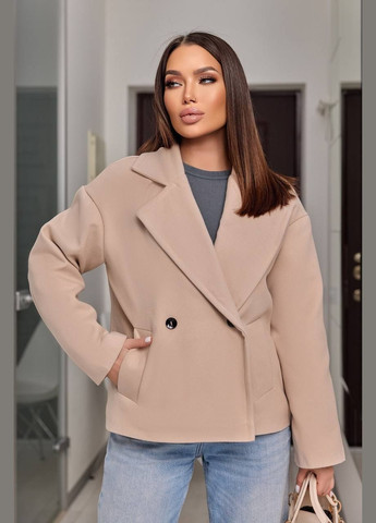 Бежевая женское пальто из кашемира цвет бежевый р.42/44 450404 New Trend