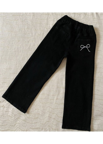 Демісезонні підліткові чорні джинси для дівчинки 134-158 стрейч No Brand (369735437)