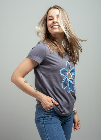 Сіра літня жіноча футболка з принтом 103276 Power