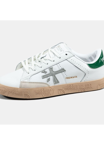 Білі Осінні кросівки чоловічі premiata steven white green grey beige | преміата стівен білі No Brand