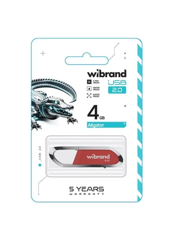 Флешка Aligator 4 ГБ USB 2.0 червона Wibrand (401879762)
