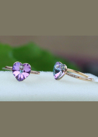 Кольцо сердечко Сваровски фиолетовое хамелеон р 17 золотистое Xuping Jewelry (316606408)