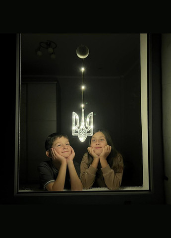 Светодиодная гирлянда, свтильник набор фигурок «Украинский Тризуб» 10лед c батарейками 3ААА и присоске на окно или стену SunLamp (313400677)