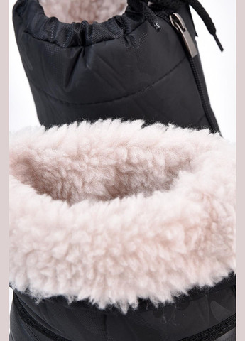 Черные дутики детские на искусственном меху черного цвета Let's Shop на липучке