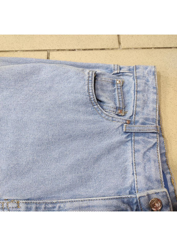 Джинсы женские прямые с белыми цветами хлопок 42 голубые No Brand - (363053986)