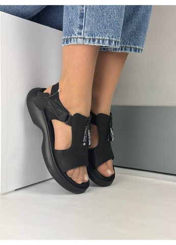 366 Босоніжки Шкіряні Чорні Hengji (335009314)