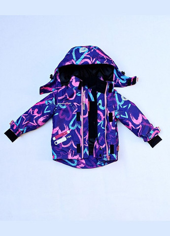 Комбинированная детская зимняя термо куртка для девочки 5777 92 см 5777 сердечки Be easy