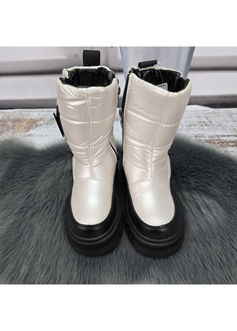 Зимние ботинки зимние для девочки на овчине молочные на платформе Lilin