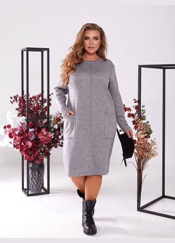 Сіра сукня зимова жіноча затишок та стиль затишок та стиль sf-486 сірий, 54 Sofia з геометричним візерунком