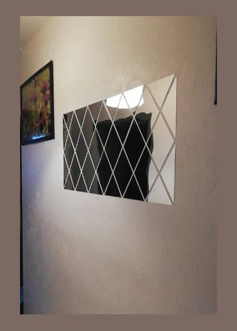 Дзеркальні наклейки квадрат із ромбів і трикутників 32 шт набір 50 х 100 см Б317 No Brand (302899922)