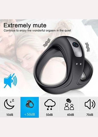 Потрійне ерекційне віброкольцо на пінис і мошонку USB - Чорний No Brand (329445142)