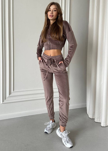 Спортивний костюм з вкороченою кофтою на блискавці з капюшоном Україна (304726147)