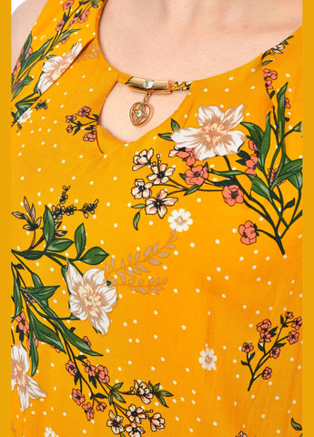 Летний женский сарафан женский желтого цвета с принтом Let's Shop однотонный