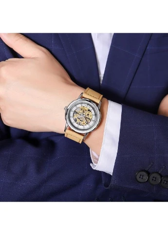 Наручные часы M035LSILTBN Silver-Light Brown Leather Skmei (389915811)