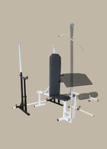 Комплект: лавка, стійки з страховкою, штанга пряма та з W-подібним грифом + гантелі | 90 кг No Brand (326596806)