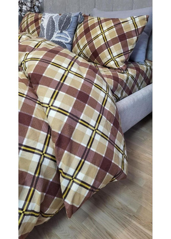 Постільна білизна з резинкою Крафт пастель, фланель(байка) Евро розмір, наволочки 70/70 No Brand (364218806)