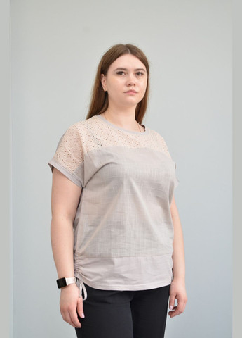 Бежевая всесезон женская повседневная футболка, бежевая (xl, 2xl, ) 3xl No Brand