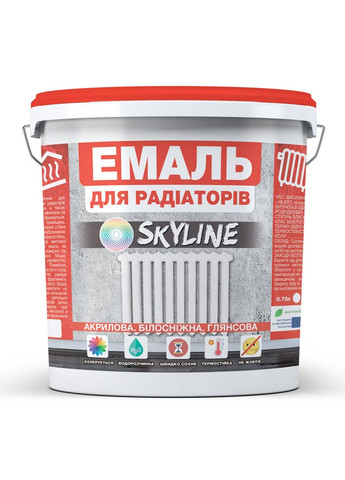 Акриловая эмаль для радиаторов термостойкая глянцевая 10 л SkyLine (283326541)