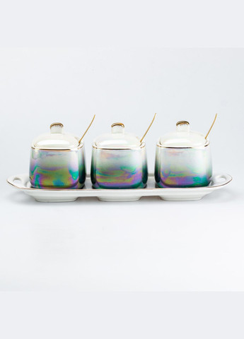 Набор для специй керамический на подставке с ложками 3 шт по 300 мл TS Kitchen (315636471)