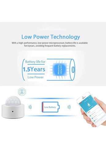ZigBee3.0 мини PIR-датчик движения iHseno/Tuya, углы 120° до 5м, батарея CR2450 China (354827635)