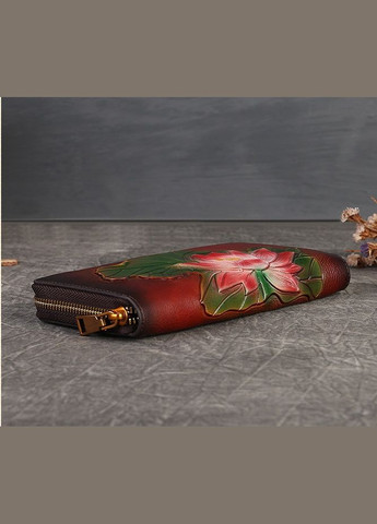 Кошелек женский клатч из натуральной кожи коричневый модный с цветами Me 9735 (336550968)