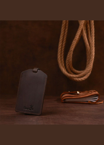 Вінтажна бірка на валізу з натуральної шкіри коричневий 16555 Shvigel (362417623)