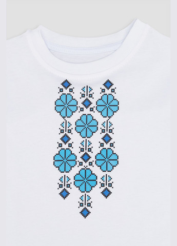 Белая вышиванка с коротким рукавом для девочки цвет белый цб-00251110 трикотаж (293940651)