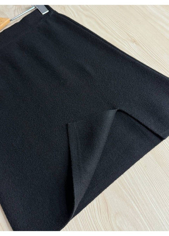 Черная юбка женская 6808-48 вязаная короткая с разрезом My Fashion