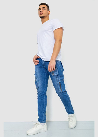 Синие демисезонные джинсы мужские с карманами, цвет синий, Ager