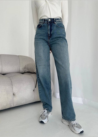 Трендовые синие джинсы БАГГИ из плотной ткани(не тянется), качественные Турецкие джинсы на высокой посадке 2 No Brand - (282970349)