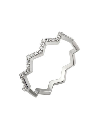 Срібна Каблучка Зигзаг з Білими каменями розмір срібло 925 проби Родоване лк0303р 1.10г No Brand (336549759)