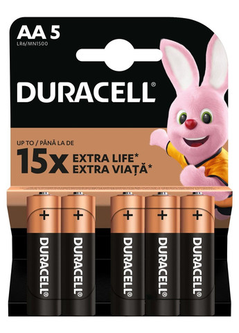 Лужні батарейки Basic AA 5 шт. в упаковці Duracell (306577306)