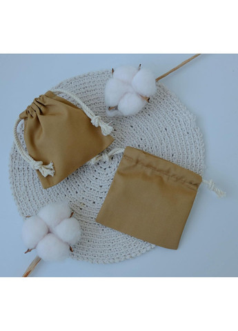 Еко мішечок саржа темно-бежевий, мішок 10х10 см для пакування та зберігання аксесуарів/прикрас No Brand (362000598)