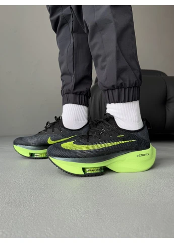 Черные летние кроссовки nike air zoom alphafly next% 2 black/green найк аир зум No Brand