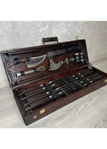 Набор шампуров бури ручной работы в деревянном кейсе. Шампура на подарок. No Brand (361377302)