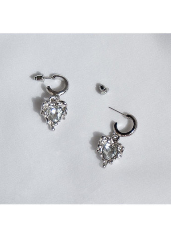 Серебряные серьги в форме сердца причудливый комплект с камешками классический fairy серьги-гвоздики жидкий металл ретро лолита No Brand (369667993)